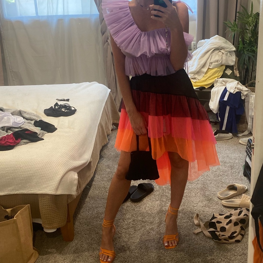 Paskal Multi Color Asymmetrical Mini Skirt/Top Set View 2